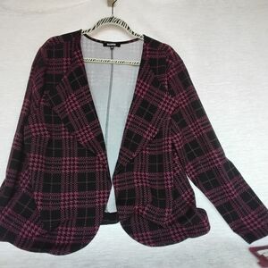Stylish 3X PLUS  Black and Purple/pink   BERRY  Checkered Blazer